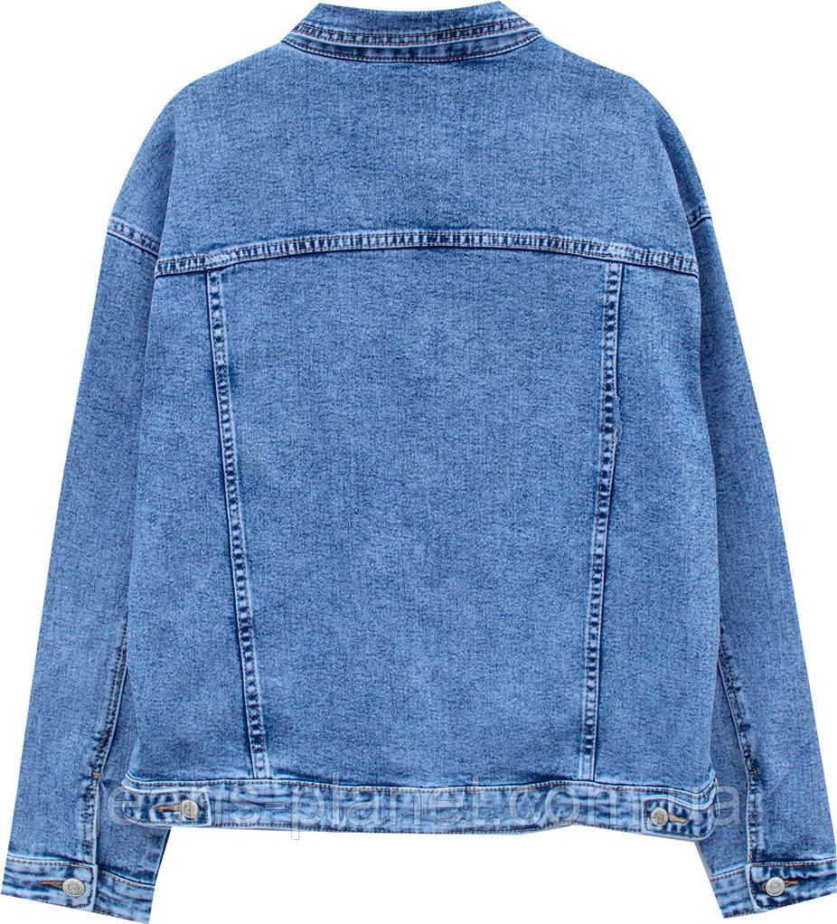 Класична жіноча джинсова куртка великі розміри — изображение 3
